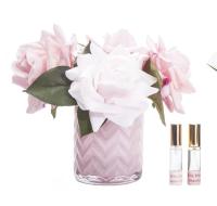 Аромабукет розовых роз в розовой вазе "ёлочка" Cote Noire