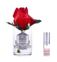 Бутон розы красной в прозрачной вазе Cote Noire