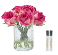 Аромабукет роз цвета маджента з в прозрачной вазе "ёлочка" Cote Noire