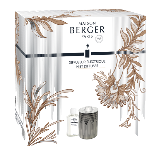 Аромалампа "Мираж" серая с ароматом "Мистическая кожа" 475мл Maison Berger