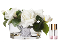 Аромабукет белых роз в овальной прозрачной вазе Cote Noire