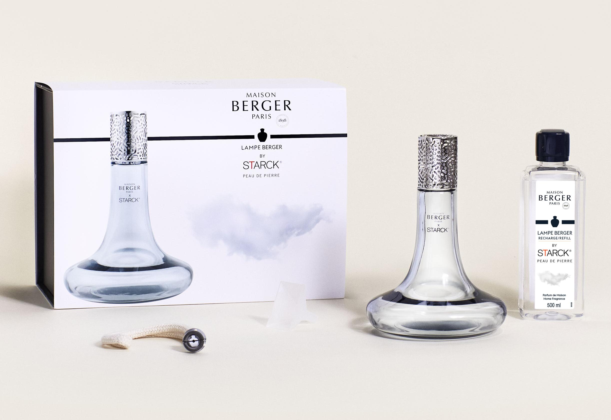Лампа Берже by Starck серая с ароматом Peau de Pierre 500мл Maison Berger