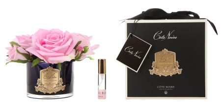 Аромабукет 5 роз розовых в черной вазе Cote Noire