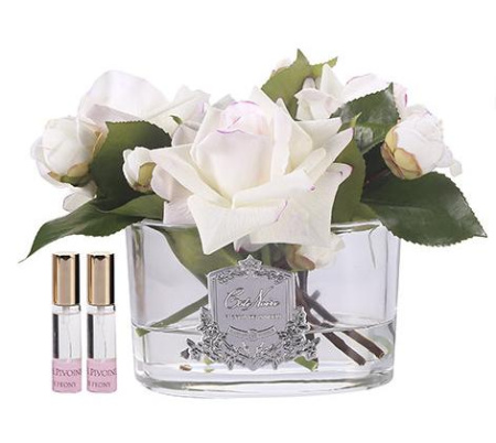 Букет бело-розовых роз в овальной вазе Cote Noire