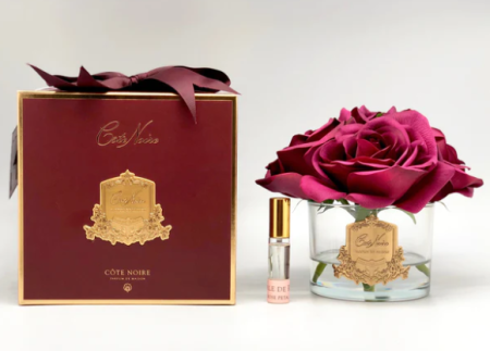 Букет 5 красных роз в прозрачной вазе Cote Noire