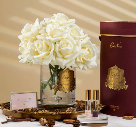 Большой аромабукет роз цвета шампань Cote Noire