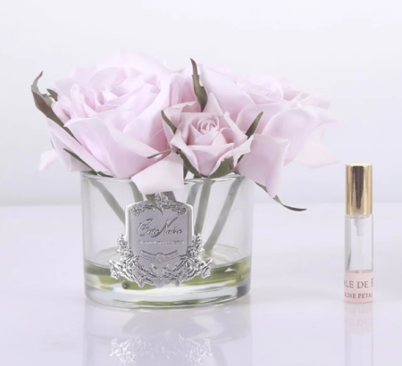 Аромабукет 5 роз розовых в прозрачной вазе Cote Noire