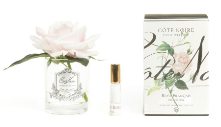 Ароматизированная роза розовая в прозрачной вазе Cote Noire