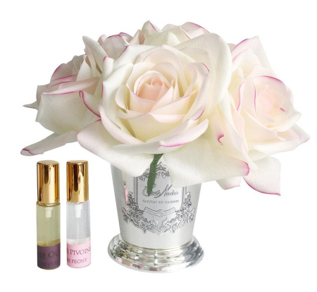 Аромабукет 7 розовых роз в металлической вазе Cote Noire