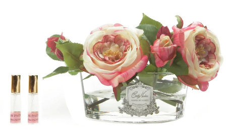 Аромабукет розовых пионов в овальной прозрачной вазе Cote Noire