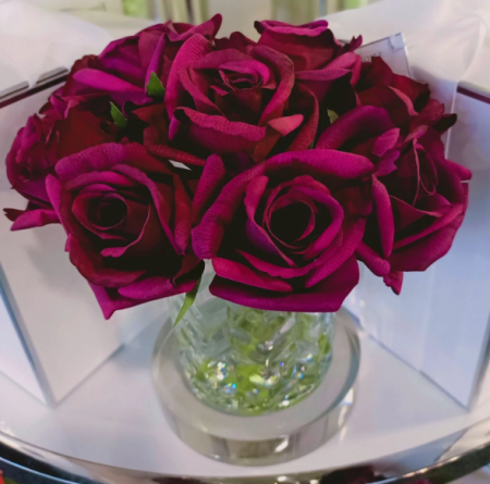 Букет красных роз в прозрачной вазе "ёлочка" Cote Noire