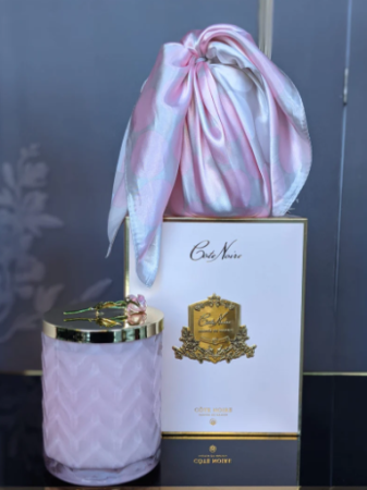 Набор "Розовое шампанское" свеча 600гр и платок розовый Cote Noire