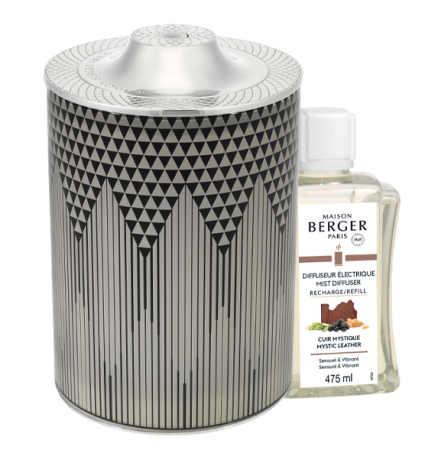 Аромалампа "Мираж" серая с ароматом "Мистическая кожа" 475мл Maison Berger