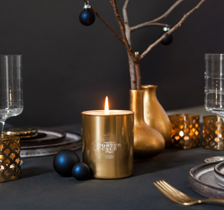 Аромасвеча в золоте "Праздничный синий" 210гр Portus Cale