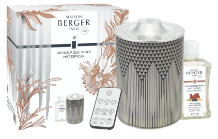 Аромалампа "Мираж" серая с ароматом "Мистическая кожа" 475мл Maison Berger