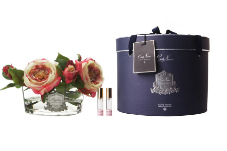 Аромабукет розовых пионов в овальной прозрачной вазе Cote Noire