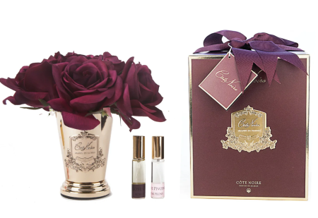Аромабукет красных роз в металлической вазе Cote Noire