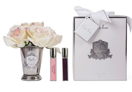 Аромабукет 7 розовых роз в металлической вазе Cote Noire