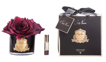 Аромабукет 5 роз красных в черной вазе Cote Noire