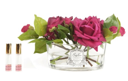 Аромабукет красных роз в овальной прозрачной вазе Cote Noire