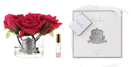 Аромабукет 5 роз красных в прозрачной вазе Cote Noire