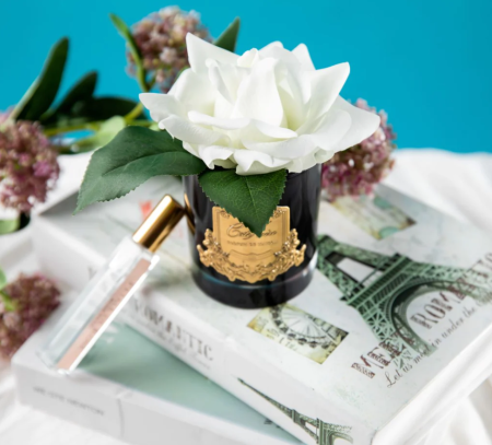 Ароматизированная роза бежевая в черной вазе Cote Noire