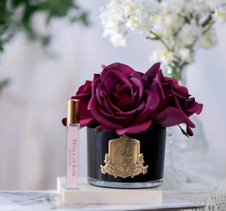 Аромабукет 5 роз красных в черной вазе Cote Noire