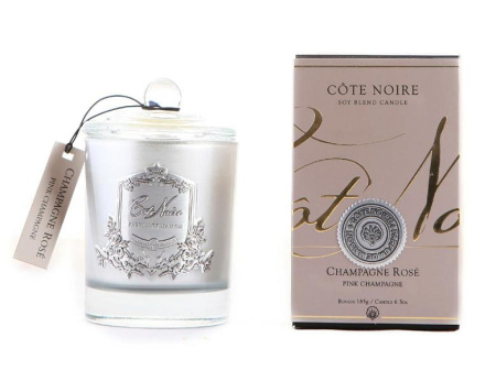 Аромасвеча "Розовое шампанское" серебро 185гр Cote Noire