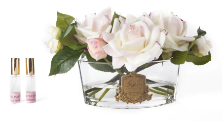 Аромабукет светло-розовых роз в овальной прозрачной вазе Cote Noire