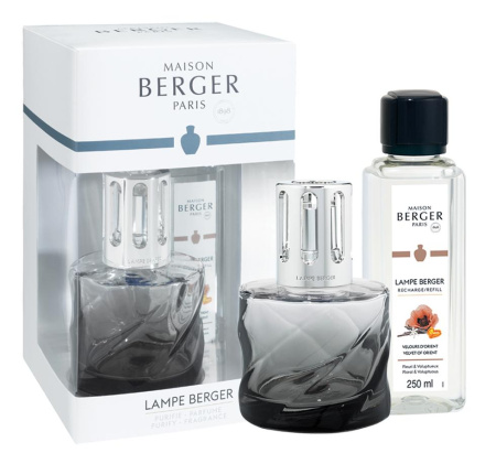 Набор с Лампой Берже "Спираль" в черном с ароматом "Восточный бархат" Maison Berger