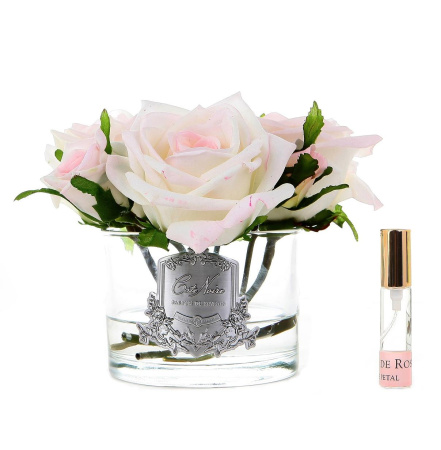 Аромабукет 5 роз светло-розовых в прозрачной вазе Cote Noire