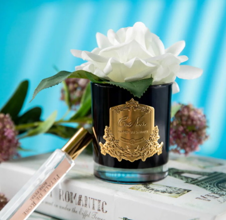 Ароматизированная роза бежевая в черной вазе Cote Noire