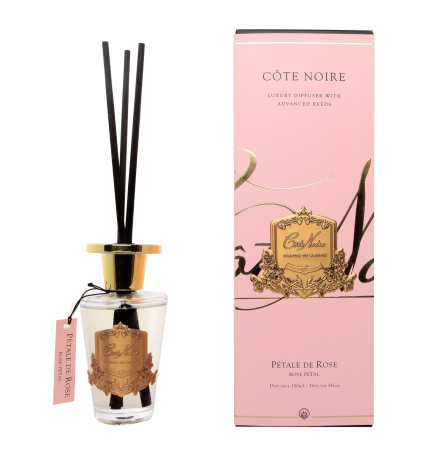 Аромадиффузор с палочками "Лепесток розы" золото 150мл Cote Noire