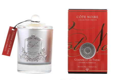 Аромасвеча "Коньяк и табак" серебро 185гр Cote Noire