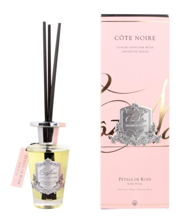 Аромадиффузор с палочками "Лепесток розы" серебро, 150мл Cote Noire