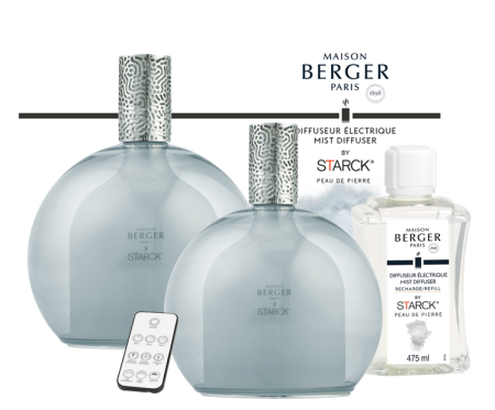 Аромалампа by Starck серая с ароматом Peau de Pierre 475мл Maison Berger