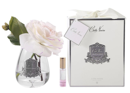 Французская розовая роза в прозрачной вазе Cote Noire