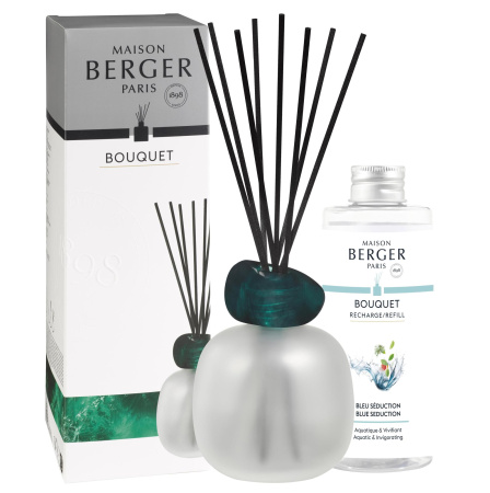 Аромадиффузор "Минерал" изумрудный 260мл аромат "Синий соблазн" Maison Berger