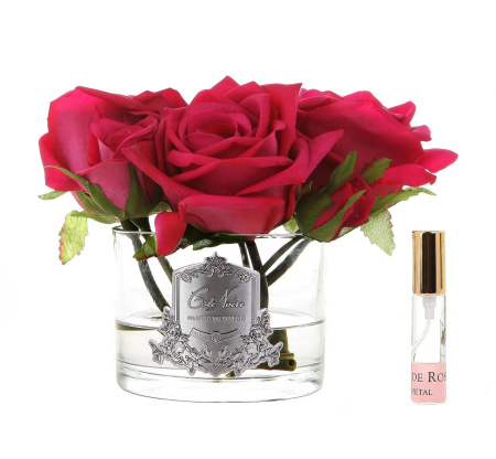 Аромабукет 5 роз красных в прозрачной вазе Cote Noire