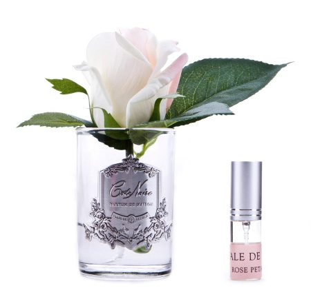 Бутон розы светло-розовой в прозначной вазе Cote Noire