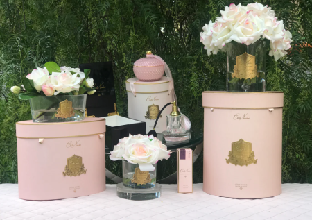 Аромабукет светло-розовых роз в овальной прозрачной вазе Cote Noire