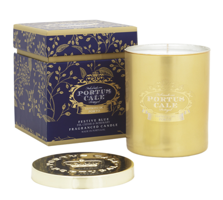 Аромасвеча в золоте "Праздничный синий" 210гр Portus Cale