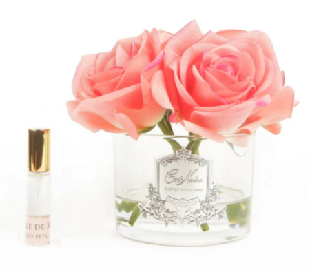 Аромабукет 5 роз коралловых в прозрачной вазе Cote Noire