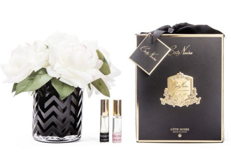 Аромабукет бледно-розовых роз в черной вазе "ёлочка" Cote Noire