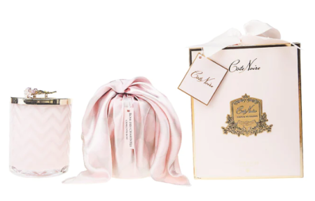 Набор "Розовое шампанское" свеча 600гр и платок розовый Cote Noire