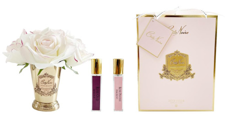 Аромабукет 7 бледно-розовых роз в металлической вазе (pink box) Cote Noire