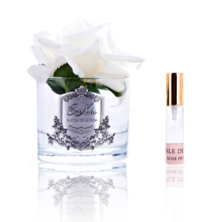 Ароматизированная роза бежевая в прозрачной вазе Cote Noire